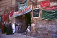 Banni�res des confr�ries soufies qui occupent une mosqu�e de quartier pendant la dur�e du mouled de Sayyeda Zeinab. Le Caire. Banners of the sufi congregations that occupy a mosque of the district throughout the mulid of Sayyeda Zeinab.  Cairo.  